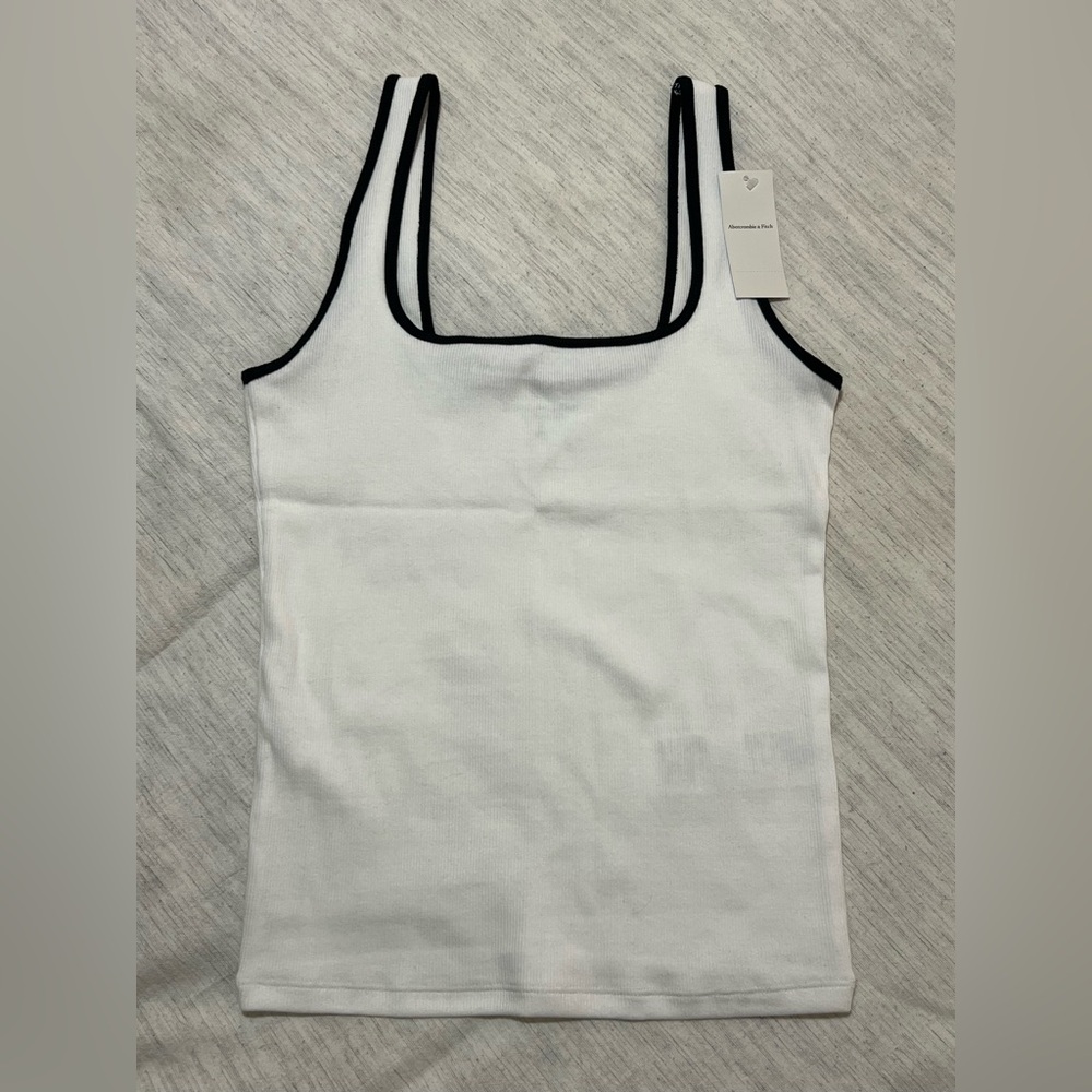 NWT Abercrombie & Fitch Essentials White Ribbed Square Neck Tank Top